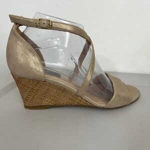 Viajiyu Wedge Sandals Women 38 Gold Leather Strappy Made in Italy Boho Chic